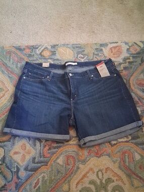 Levi's Dark Blue Rolled Hem Denim Shorts